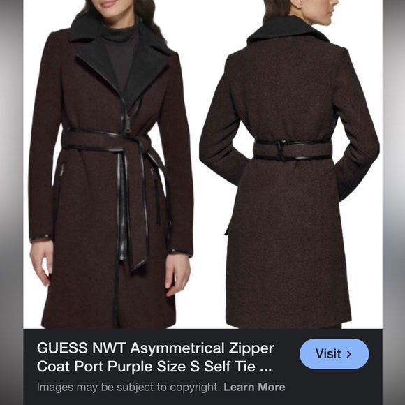 Guess Jackets & Blazers - Guess Dark Purple Coat